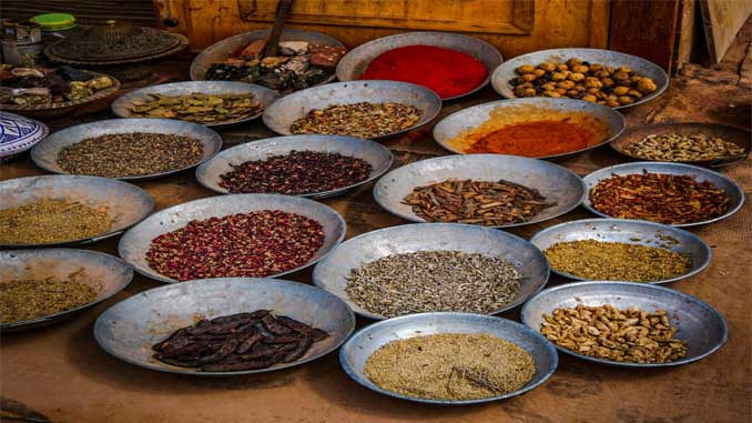 Bowls With A Variety Of Herbs And Spices