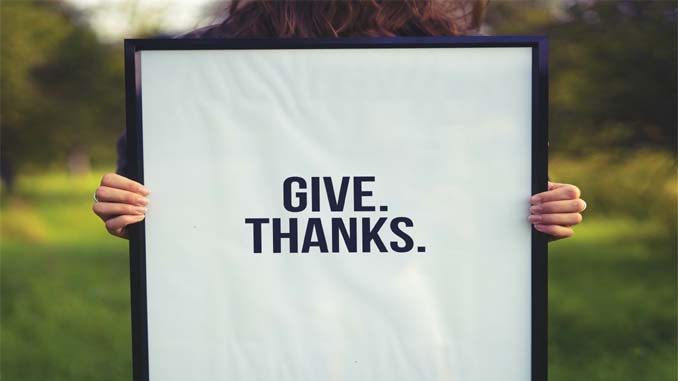 Sign Displaying "Give Thanks"