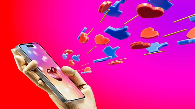 Wooden Hand Holding A Cellphone