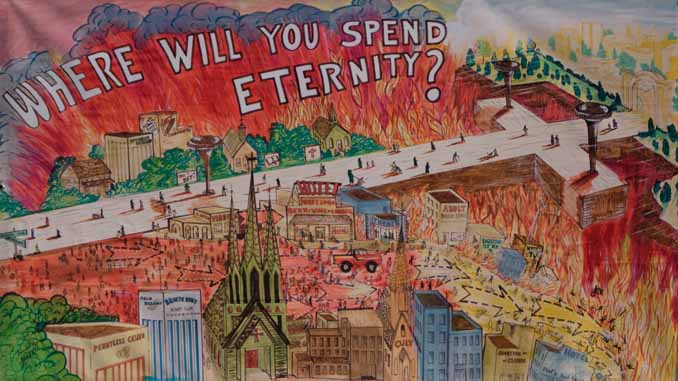 "Where Will You Spend Eternity" Painted On A Wall