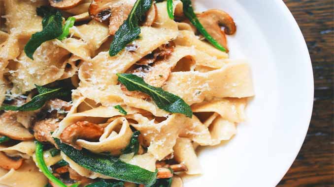 Plate Of Pasta And Greens