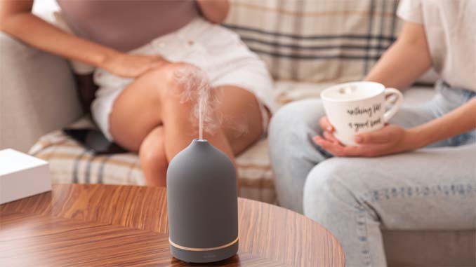 Two Women Having Coffee Sitting With A Diffuser