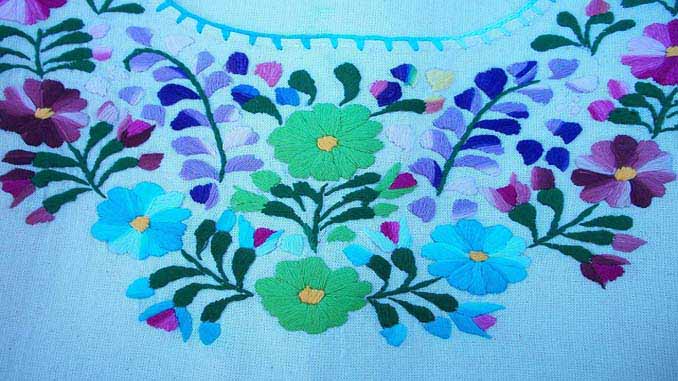Embroidered Design On A Light Blue Background