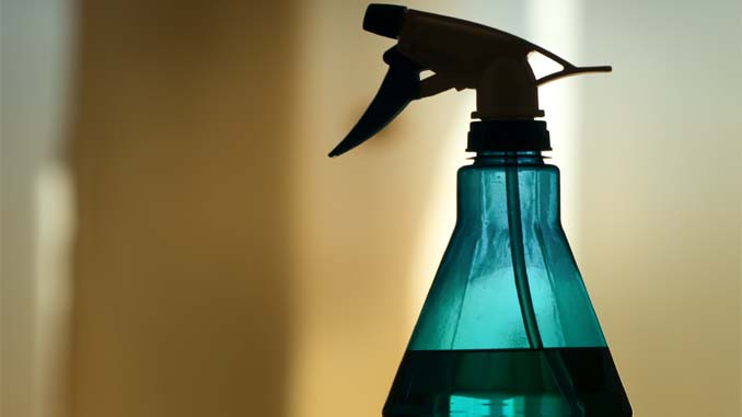 Spray Bottle Containing Cleaner