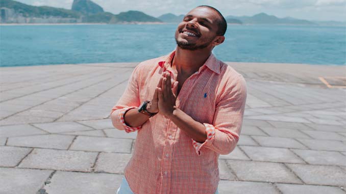 Happy Man With Praying Hands Looking Up