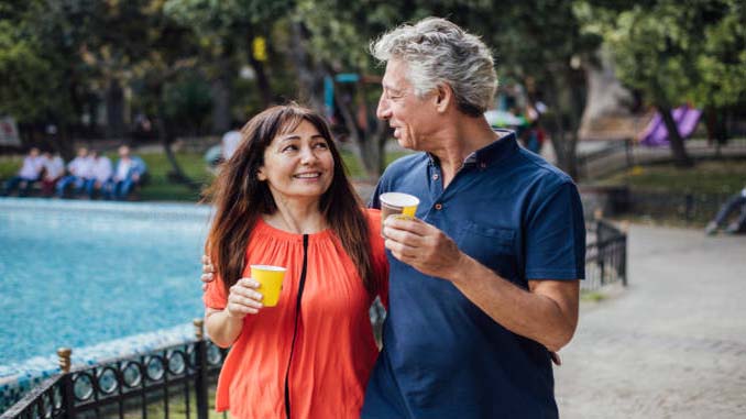 Couple Walking In The Park