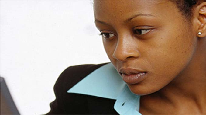 Business Woman Looking At Computer Screen