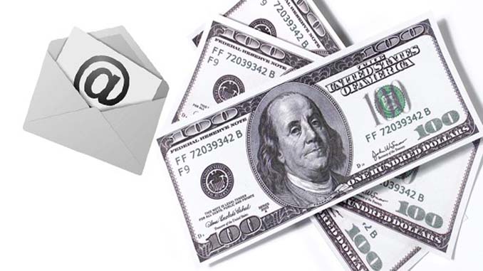 $100 Bills With An Envelope Containing The "@"