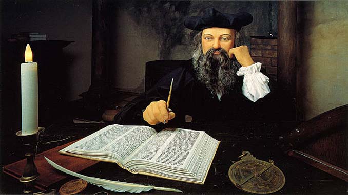 Painting Of Nostradamus Writing
