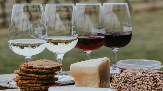 Wine Glasses With Cheese And Crackers
