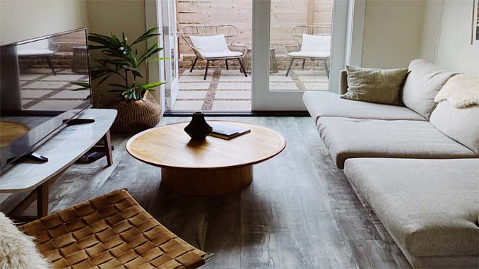 Living Room In Condo Leading To The Patio
