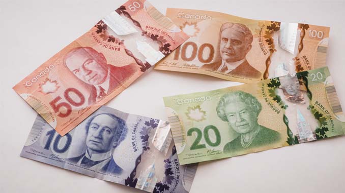 Various Denominations Of Canadian Bills