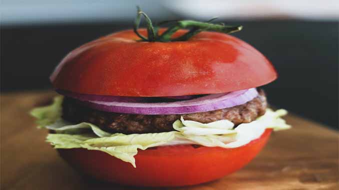 A Hamburger Using A Tomato Instead Of A Bun