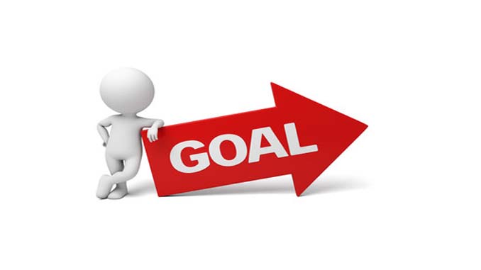 3D Man Leaning On An Arrow Reading "Goal"