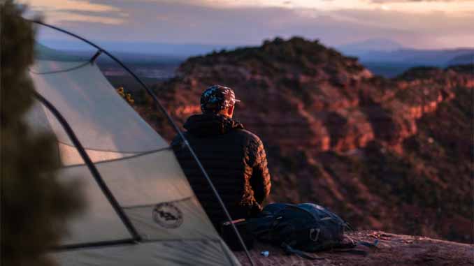 Solo Camper Enjoying The Scenery
