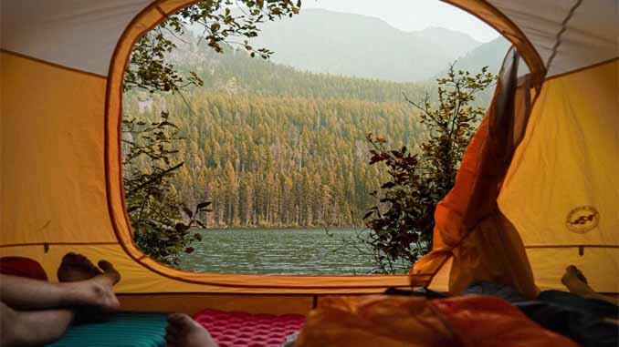 View From Inside A Tent Looking Out Into The Wilderness