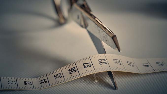 Scissors Cutting A Measuring Tape